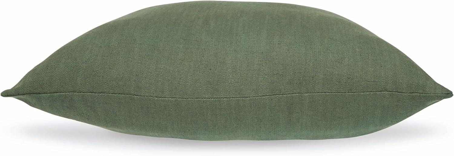 Green Woven Cotton Linen Square Throw Pillow