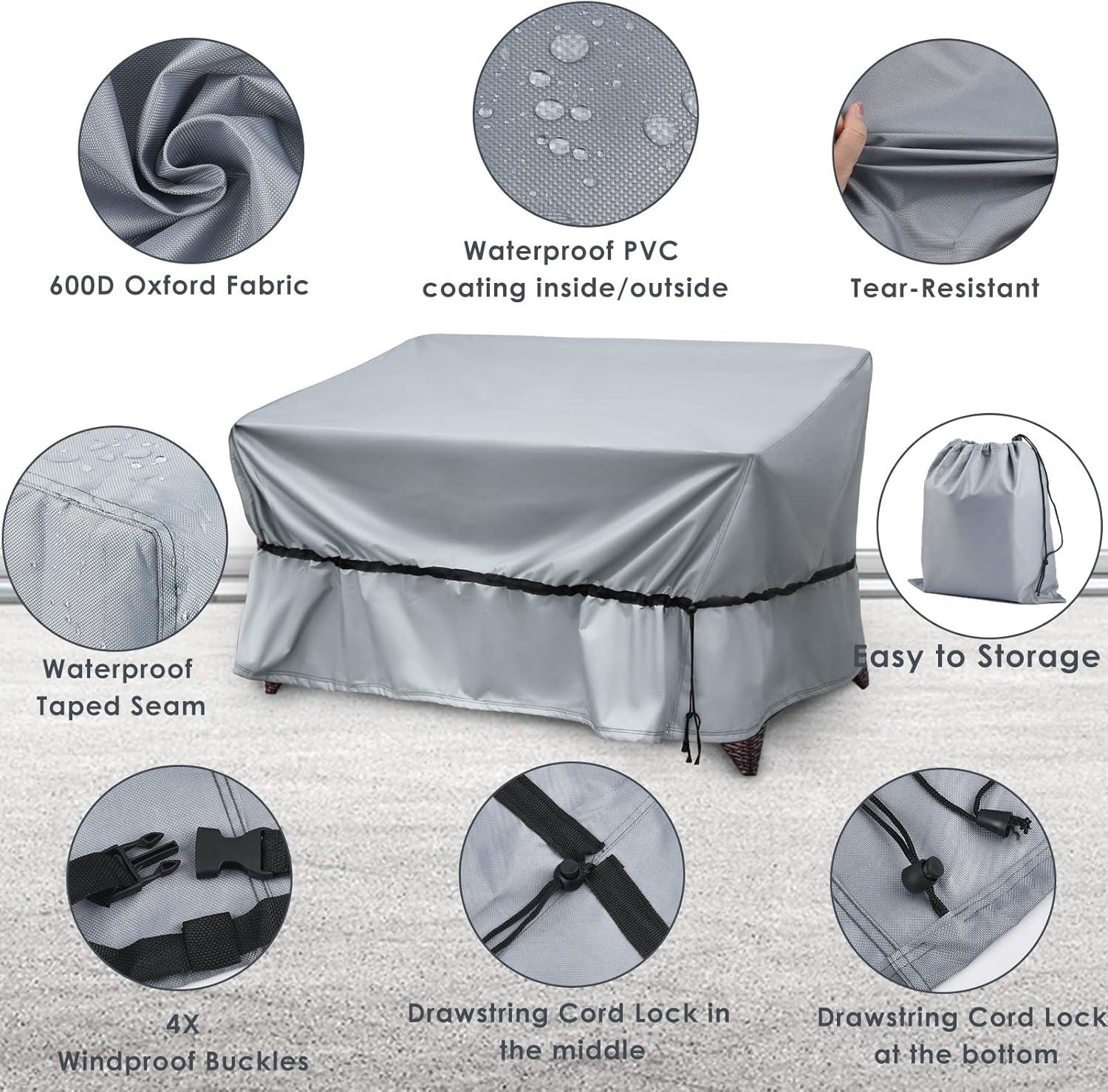 Gray Waterproof Oxford Patio Furniture Cover Set