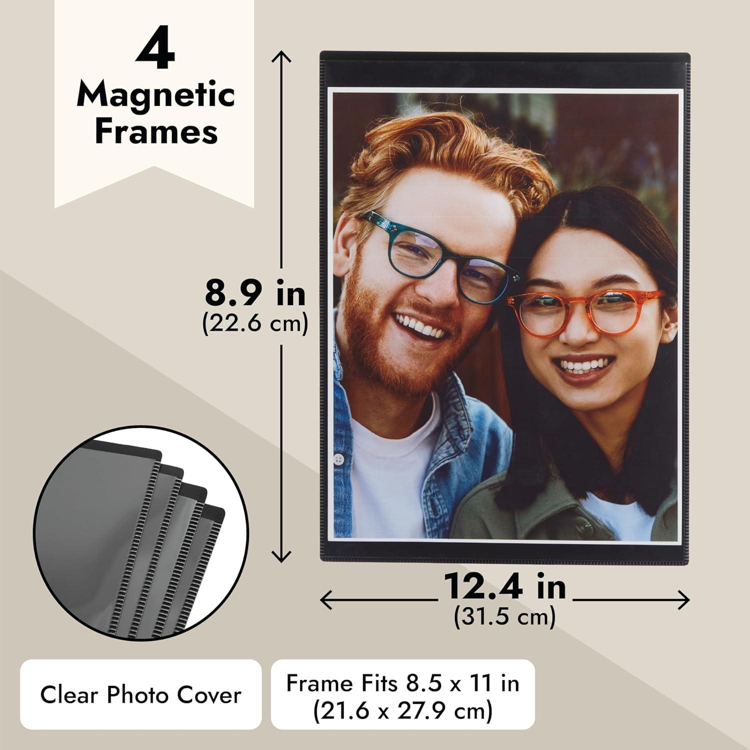 Set of 4 Black Magnetic Vinyl Photo Frames