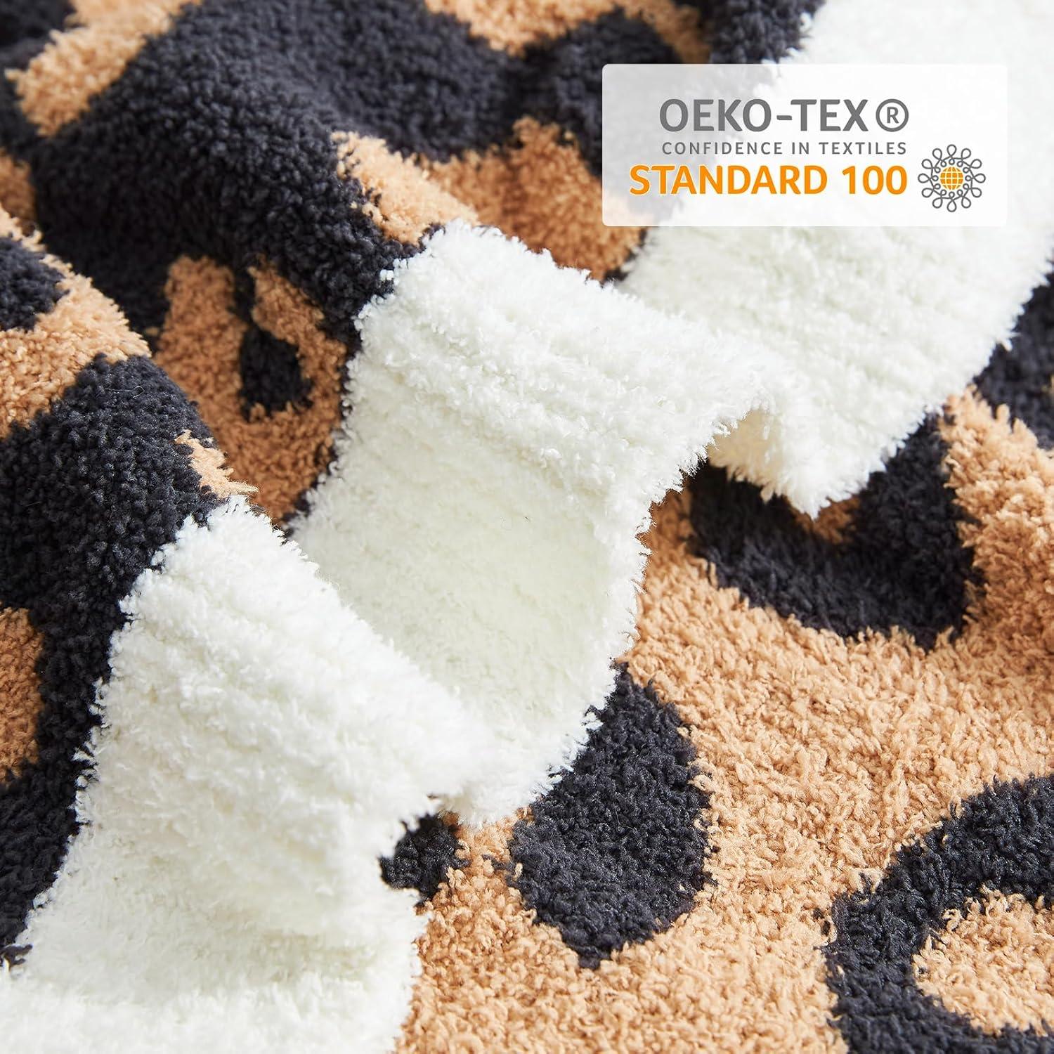 Twin Size Black Leopard Knitted Reversible Blanket