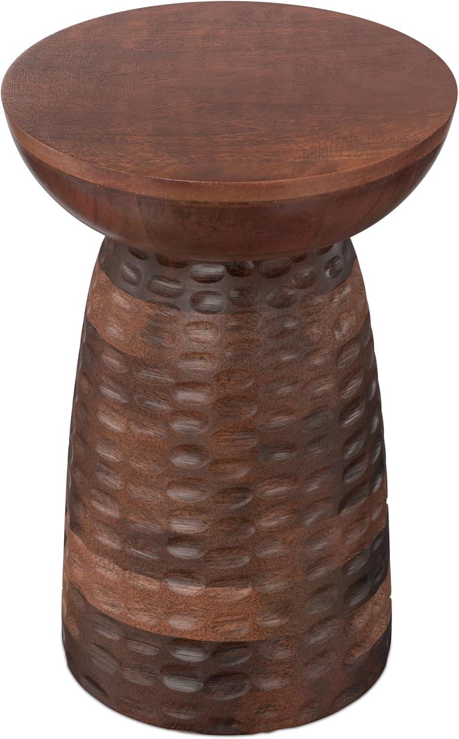 Simpli Home Boyd Solid Mango Wood Pedestal Accent End Table