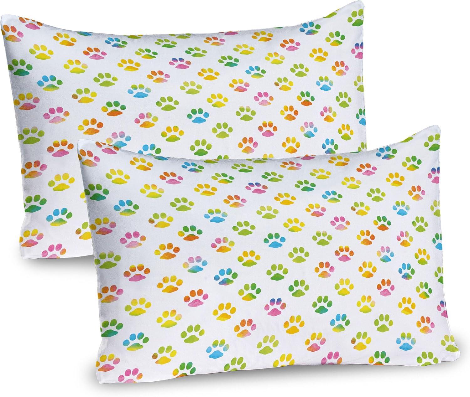 Ambesonne Dog Lover Pillow Sham 2 Pack Abstract Footprint Multicolor