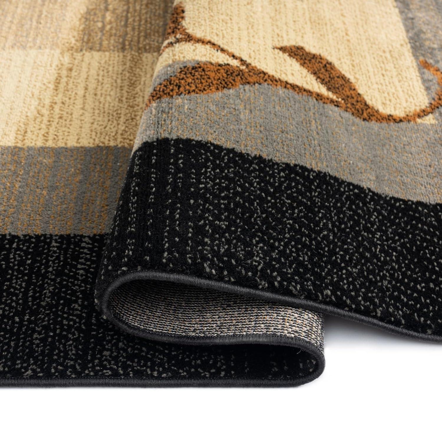 Home Dynamix Royalty Clover Contemporary Geometric Border Runner Area Rug, Black/Blue, 1'9"x7'2"