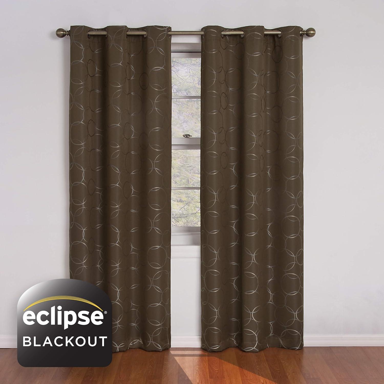 Chocolate Blackout Grommet Top Polyester Curtain Panel