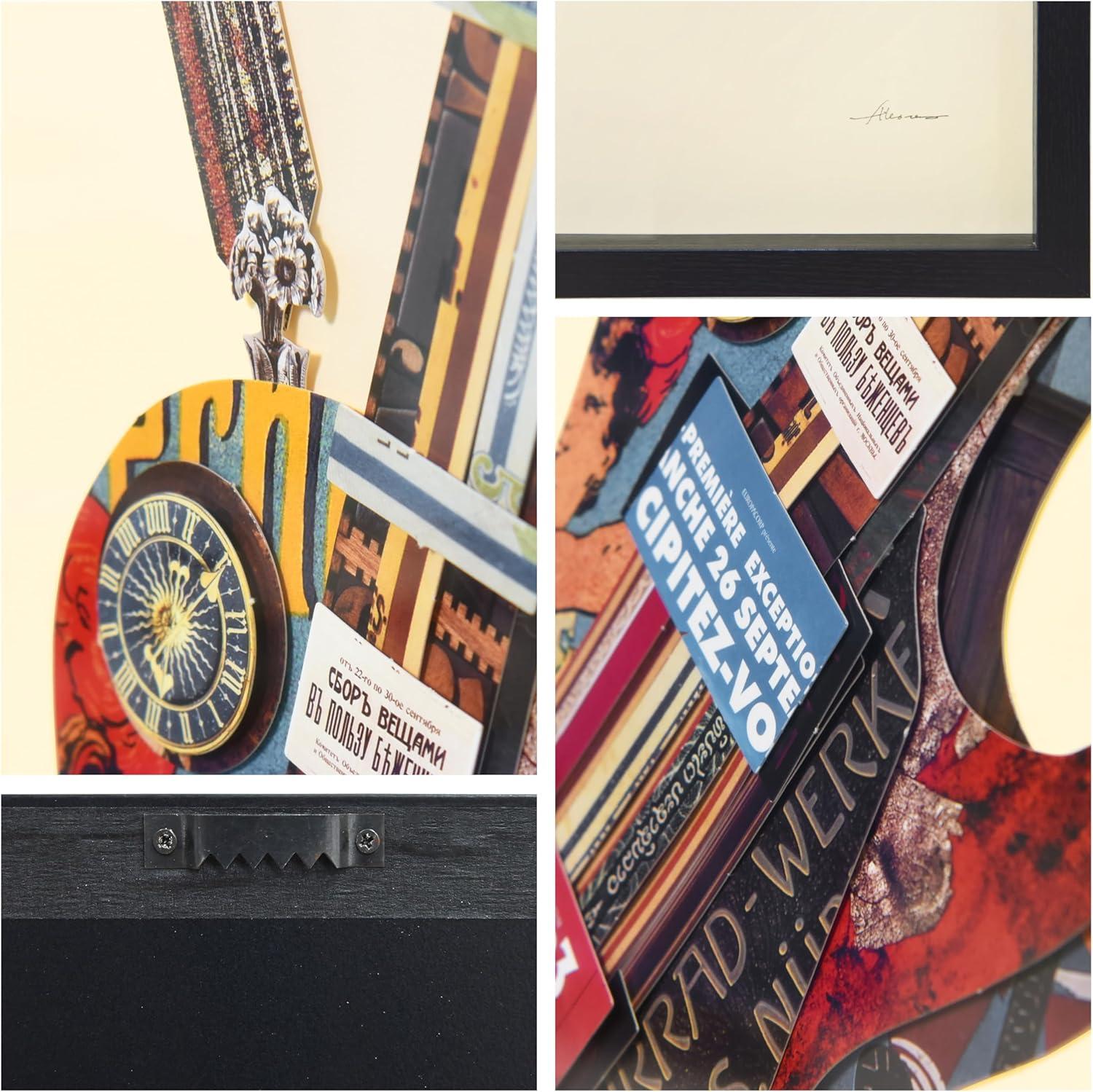 Empire Art Direct Electric Guitar Dimensional Collage Framed Graphic Art Under Glass Wall Art, 25" x 33" x 1.4", Ready to Hang