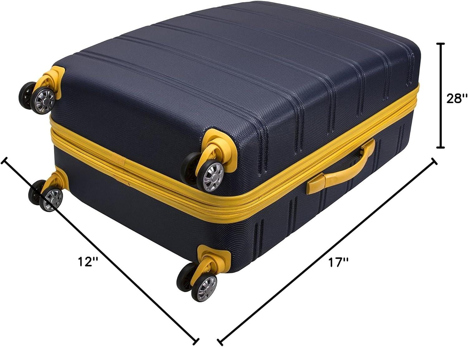 Rockland Melbourne Hardside Expandable Luggage with Spinner Wheels Navy Checked Large 28"