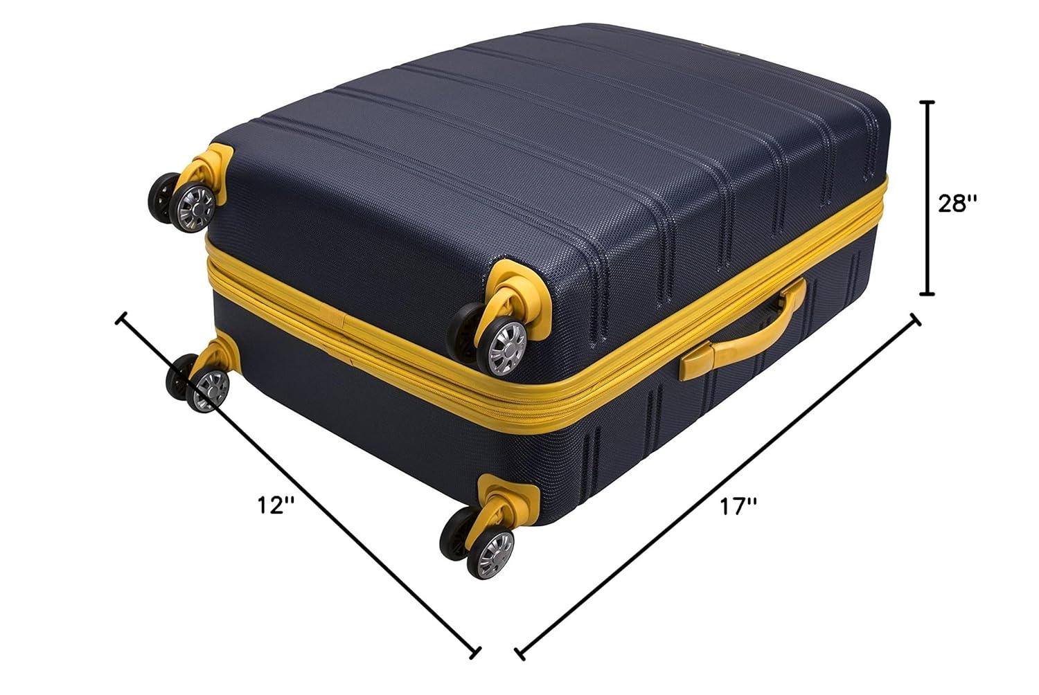 Rockland Melbourne Hardside Expandable Luggage with Spinner Wheels Navy Checked Large 28"