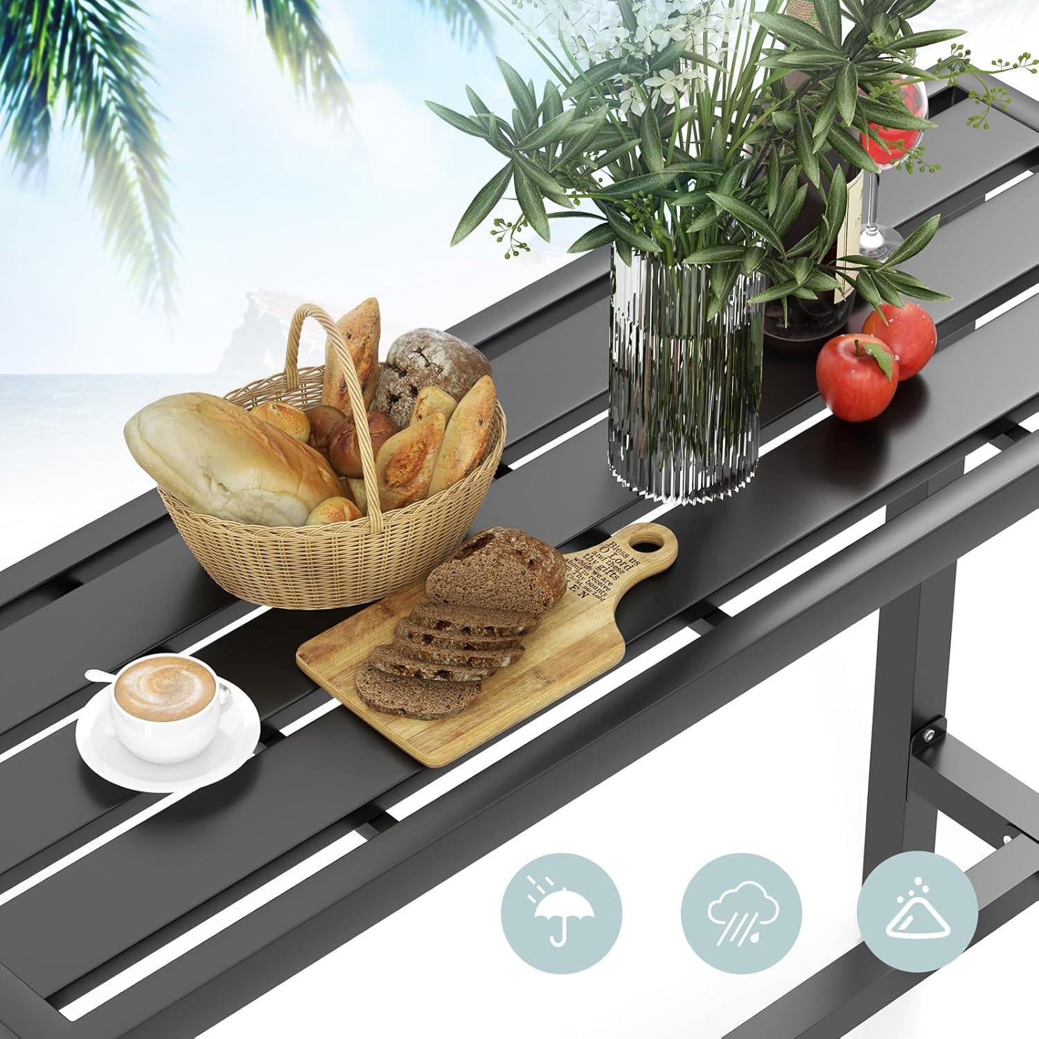 Costway Outdoor Metal Bar Table 48'' Patio Rectangular Counter Height Dining Table Black