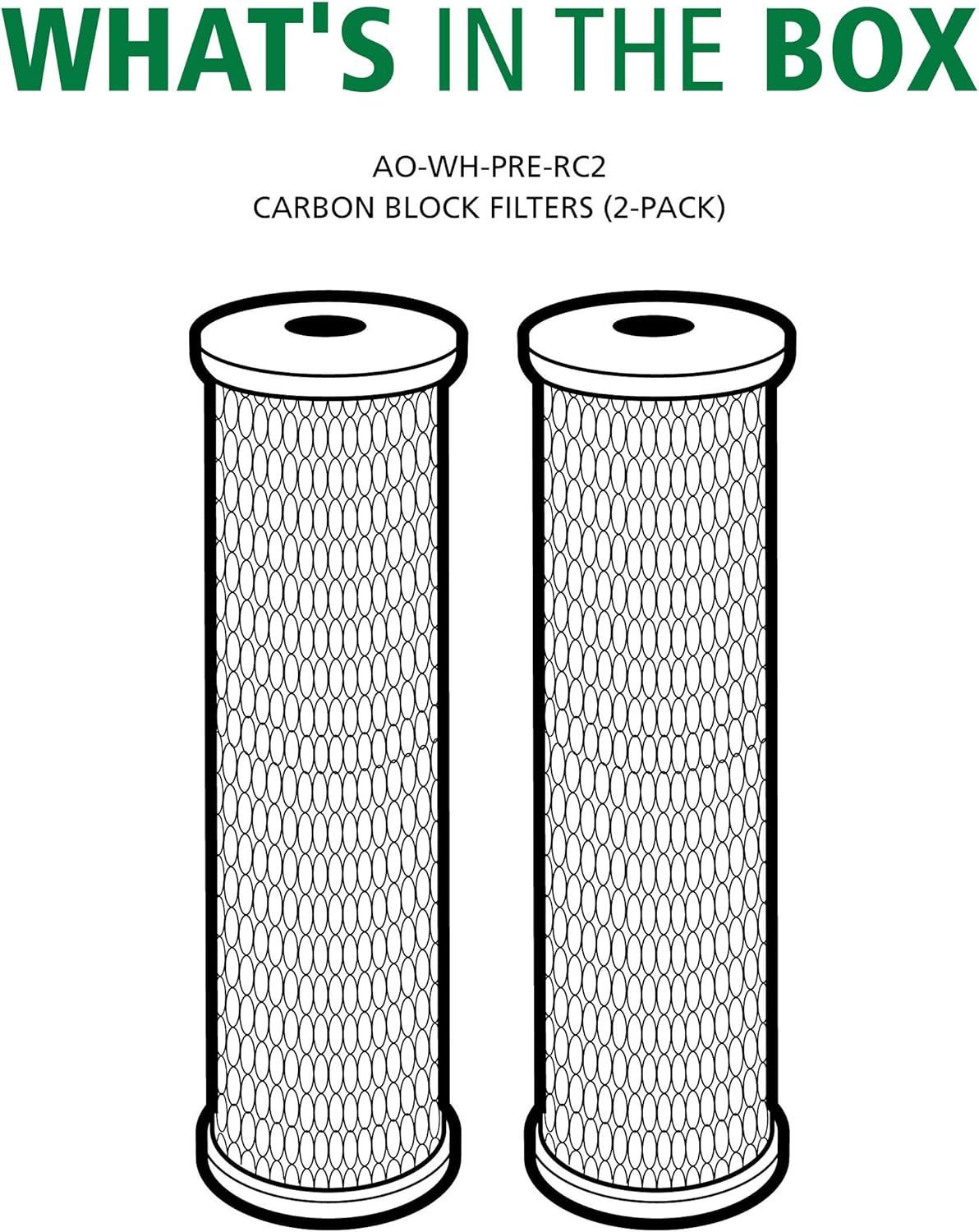 10" White Carbon Block Sediment Water Filter Cartridge - 2 Pack
