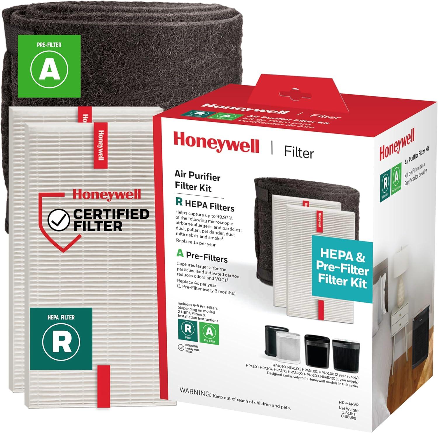 Honeywell HEPA Air Purifier Filter Value Kit with A and R Filters: Replacement for HPA200, HPA3100B, Captures Allergens