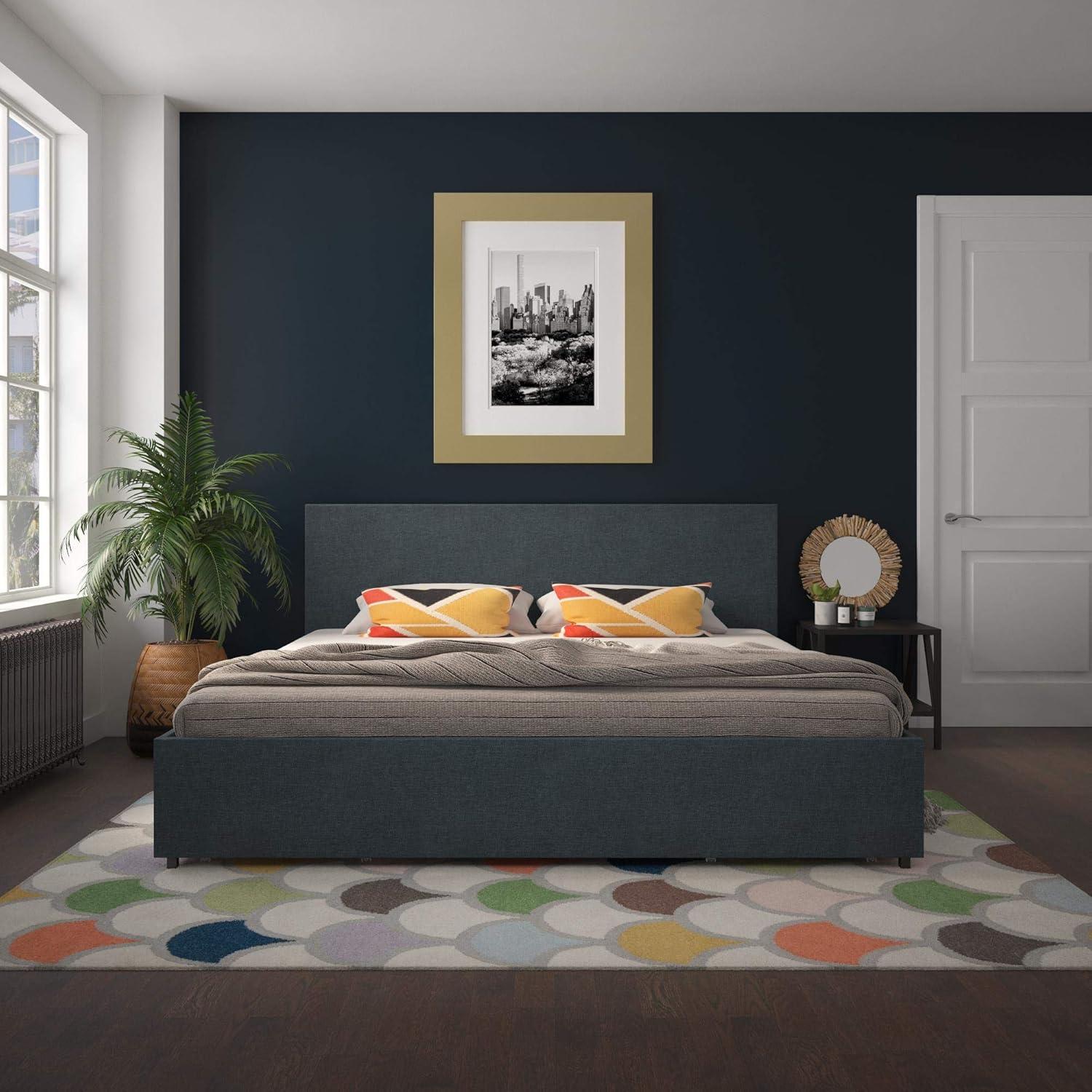 Novogratz Kelly Upholstered Unfinished Platform Storage Bed