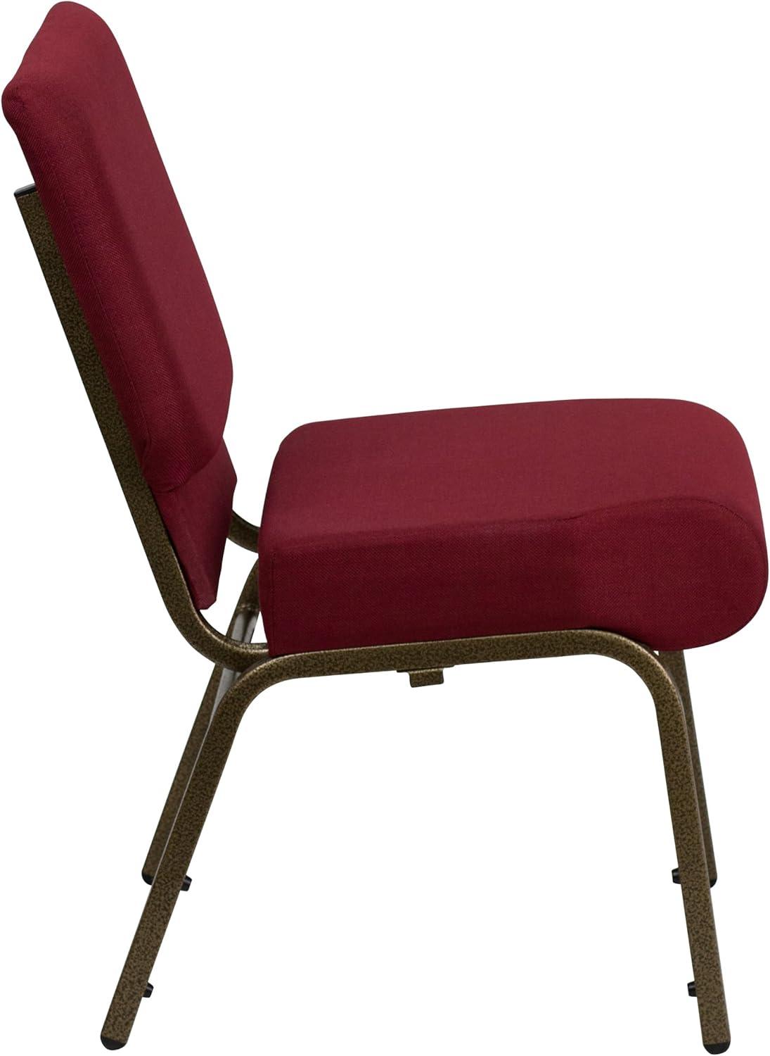 Flash Furniture HERCULES Series Fabric Church Stacking Chair Burgundy/Gold Vein Frame 4 Pack