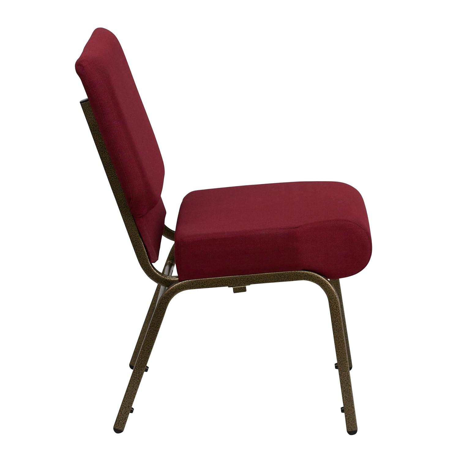 Flash Furniture HERCULES Series Fabric Church Stacking Chair Burgundy/Gold Vein Frame 4 Pack