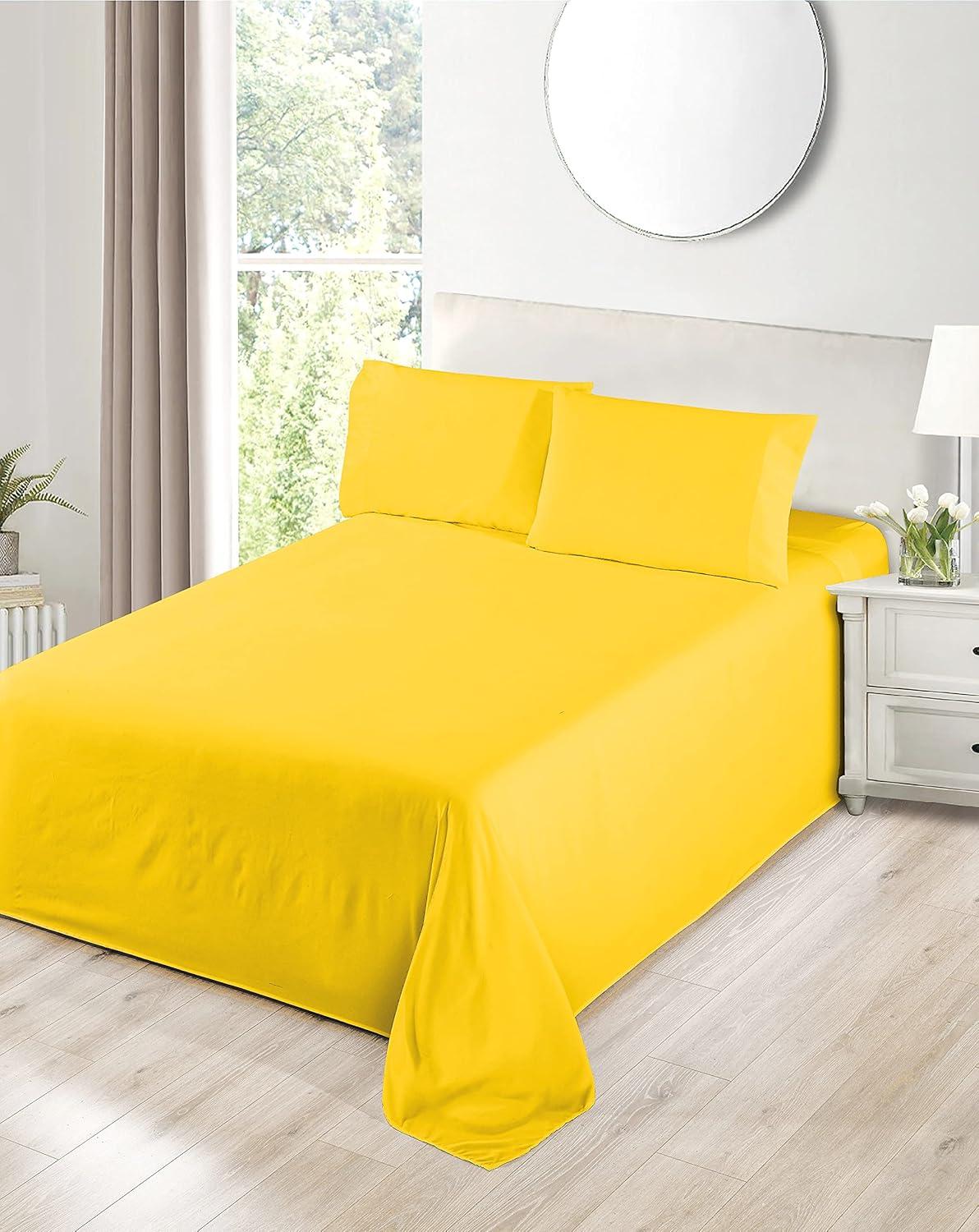 Queen Yellow Polyester Microfiber 4-Piece Sheet Set