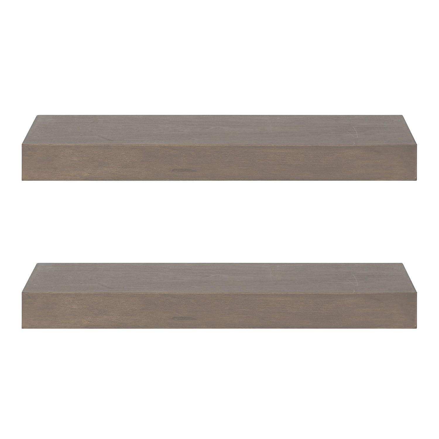 2pc 24" Havlock Wood Shelf Set Black - Kate & Laurel All Things Decor: Solid Wood, Easy Wall Mount