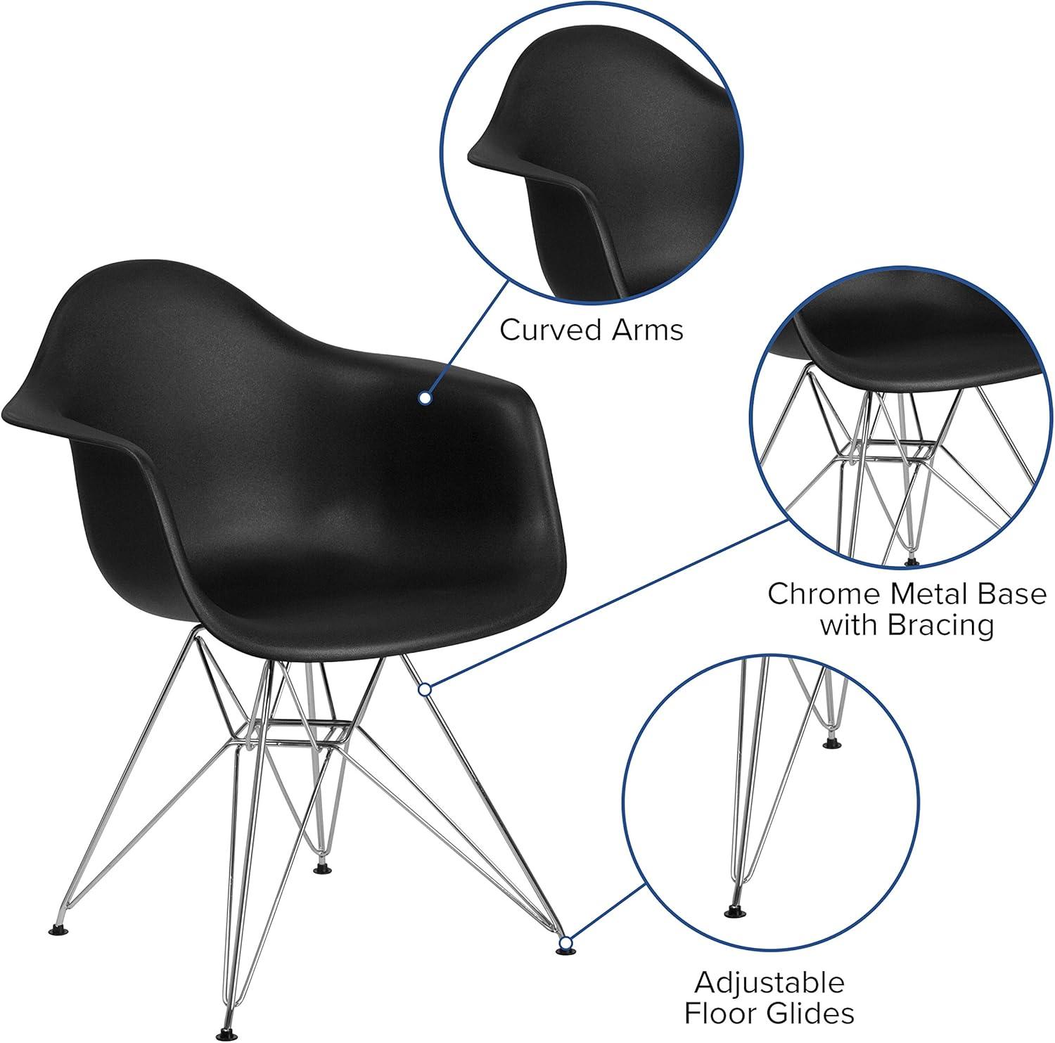 Flash Furniture Alonza Series Plastic Chair with Arms and Chrome Base