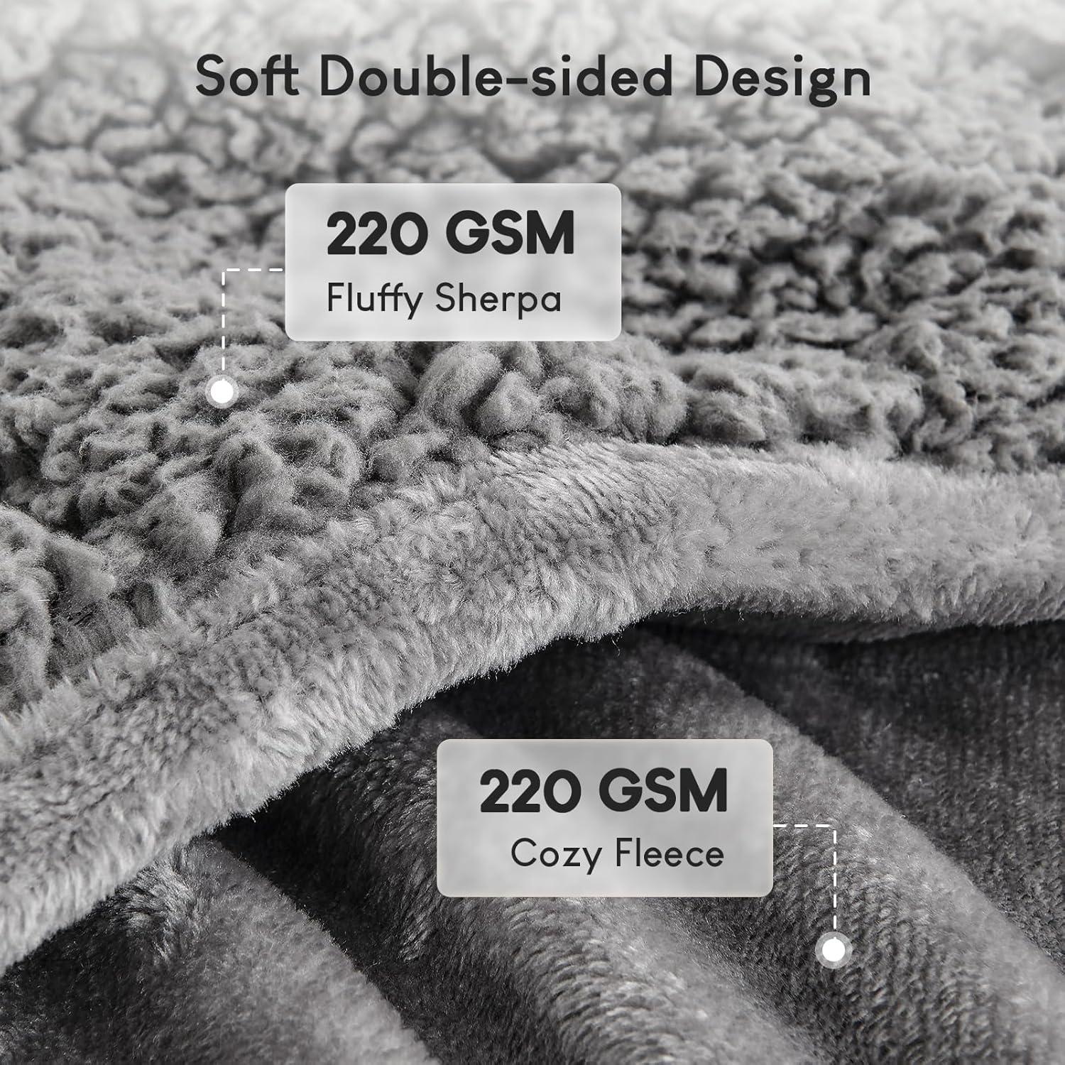 Cottonblue Faux Fur Weighted Blanket 15 lbs, Long Fur Fluffy Weighted Blanket Twin Size for Adults, Cozy Warm Fuzzy Sherpa Reverse Heavy Blanket for Sofa Bed Couch, 48 x 72 Inches, Morandi Grey