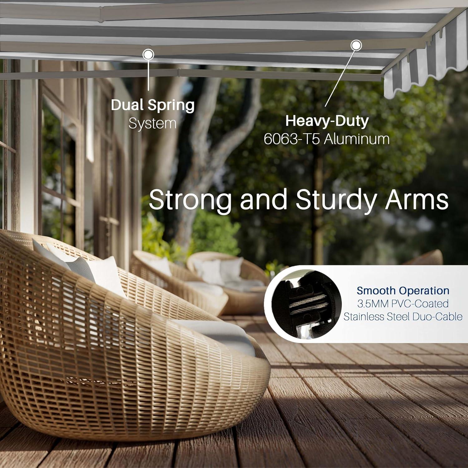 ALEKO Motorized Retractable Outdoor Awning with White Frame