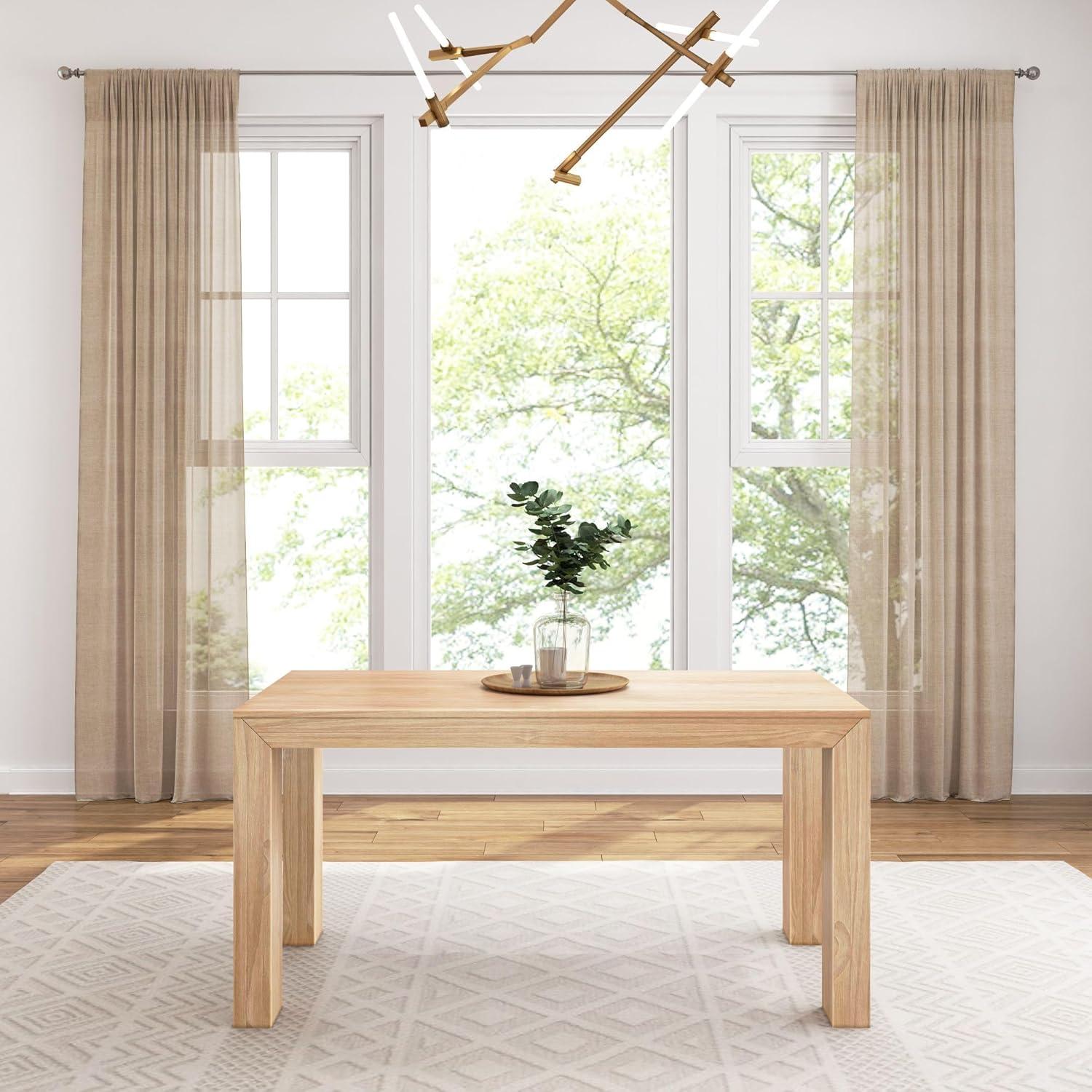 Plank+Beam 60" Modern Dining Table for 4, Solid Wood Rectangular Dining Table for Kitchen/Dining Room, Blonde Wirebrush