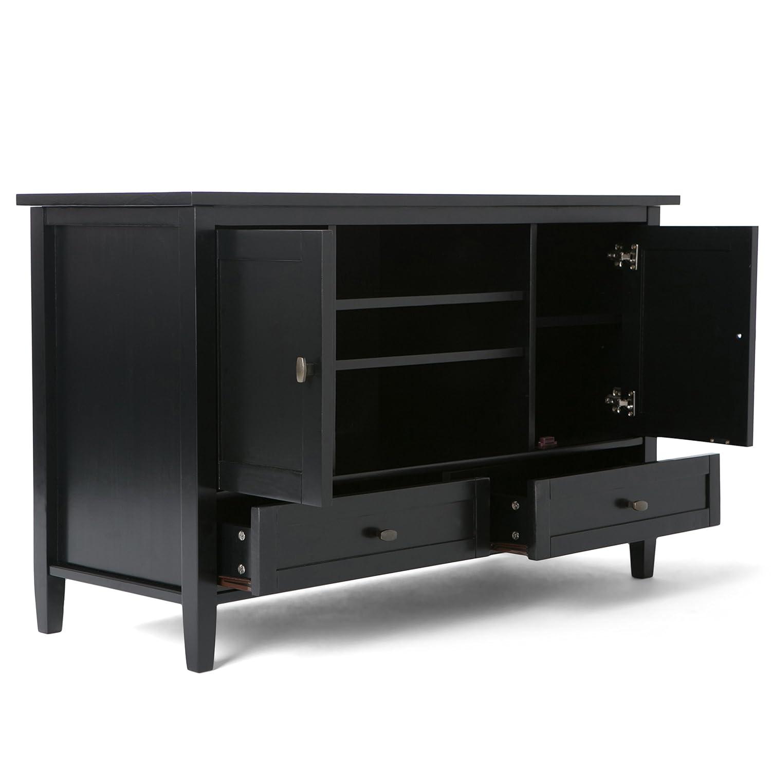 Simpli Home Warm Shaker 47"W Solid Wood TV Stand for TVs up to 55" with 2 Storage Cabinets and 2 Drawers