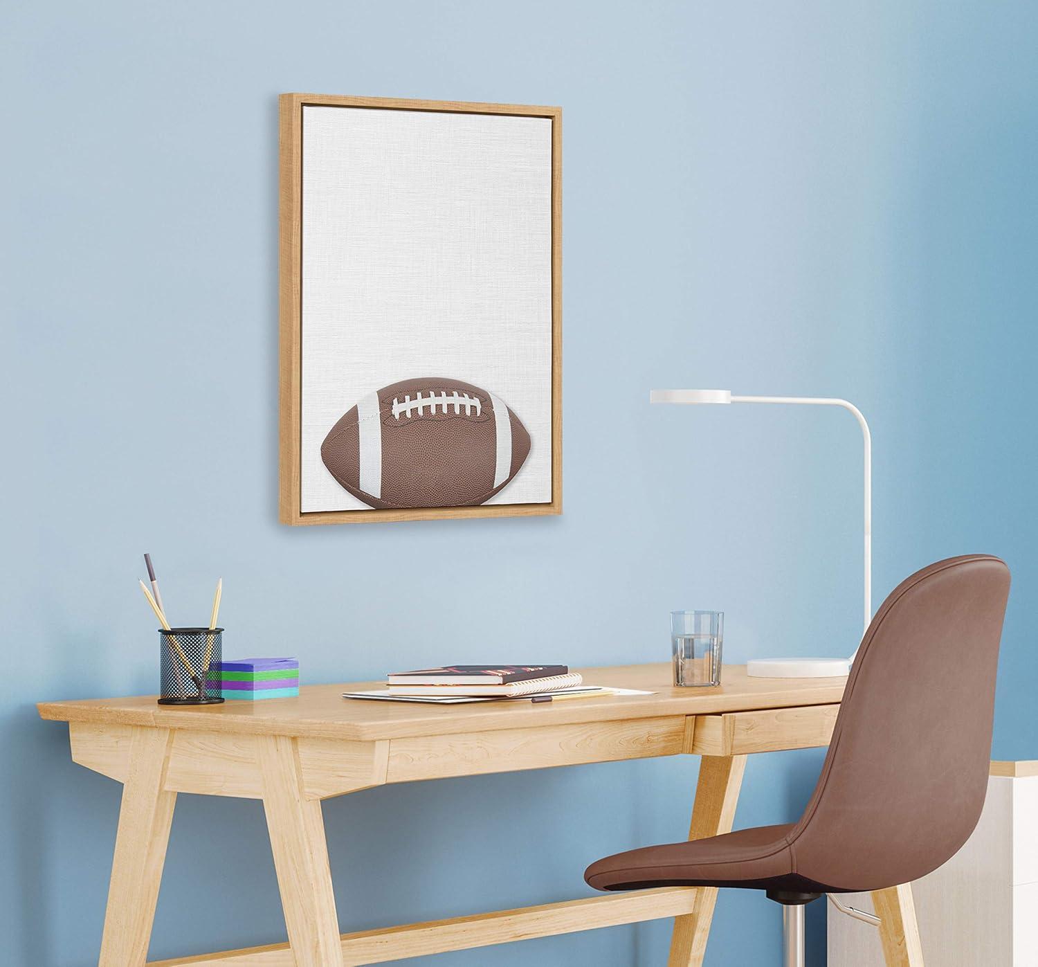 18" x 24" Sylvie Color Football Portrait Framed Canvas Natural - DesignOvation: Modern Style, Plastic Frame, Screen Print Wall Art