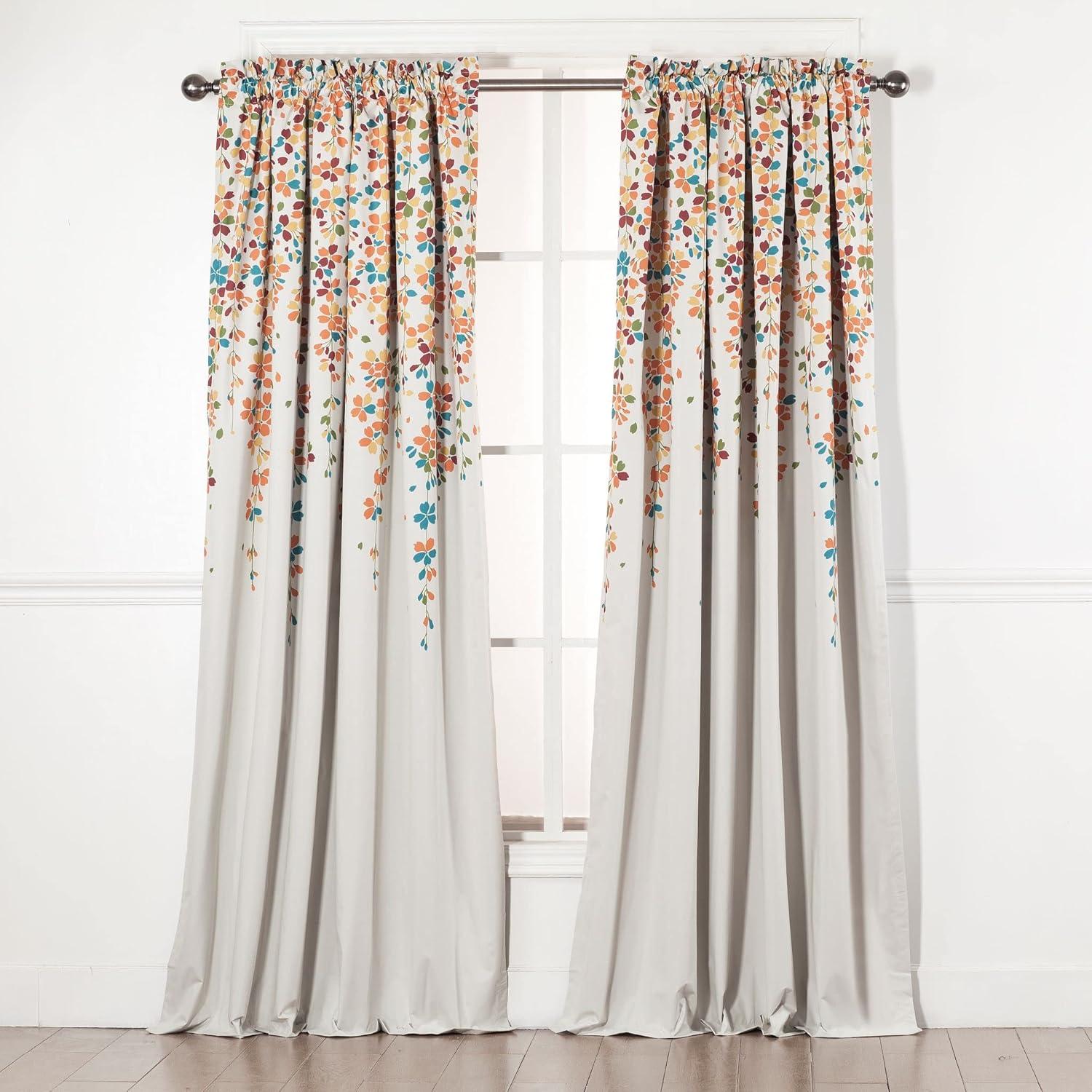 2 Piece 100% Blackout Multicolor Flowers Window Treatment Curtain Panels Set (52" X 84", Flowers)