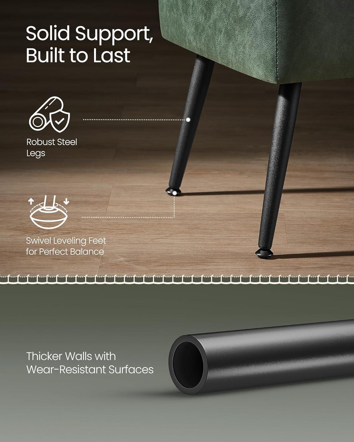 VASAGLE EKHO Collection - Storage Ottoman Bench Leather Entryway Bedroom Bench 15 Gallons for Bedroom Living Room Loads 660 lb Forest Green