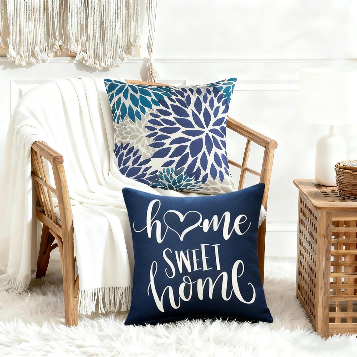 MAXAYA Decorative Throw Pillow Covers Set Of 4 Blue Pillow Covers 18X18...