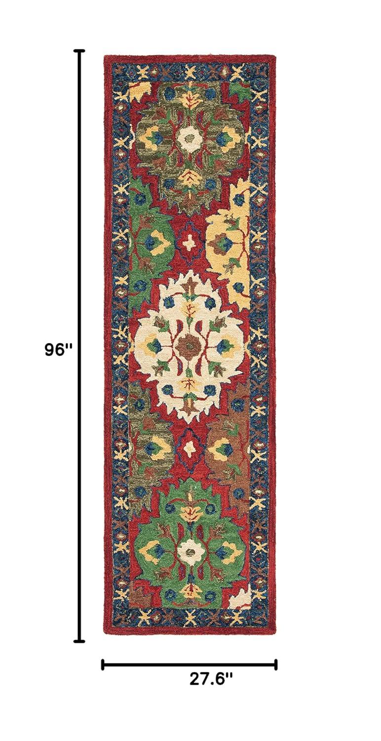 Heritage HG354 Hand Tufted Runner Rug - Red/Blue - 2'3"x8' - Safavieh.