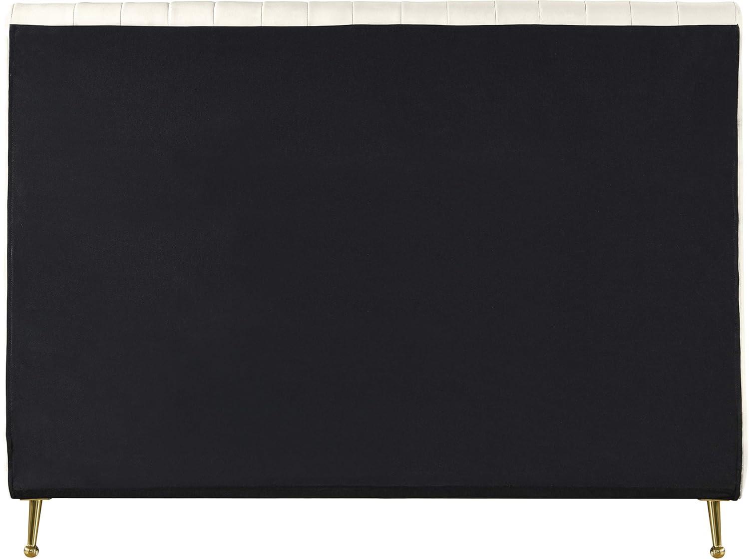 Meridian Furniture Zara Contemporary Cream Velvet Queen Bed