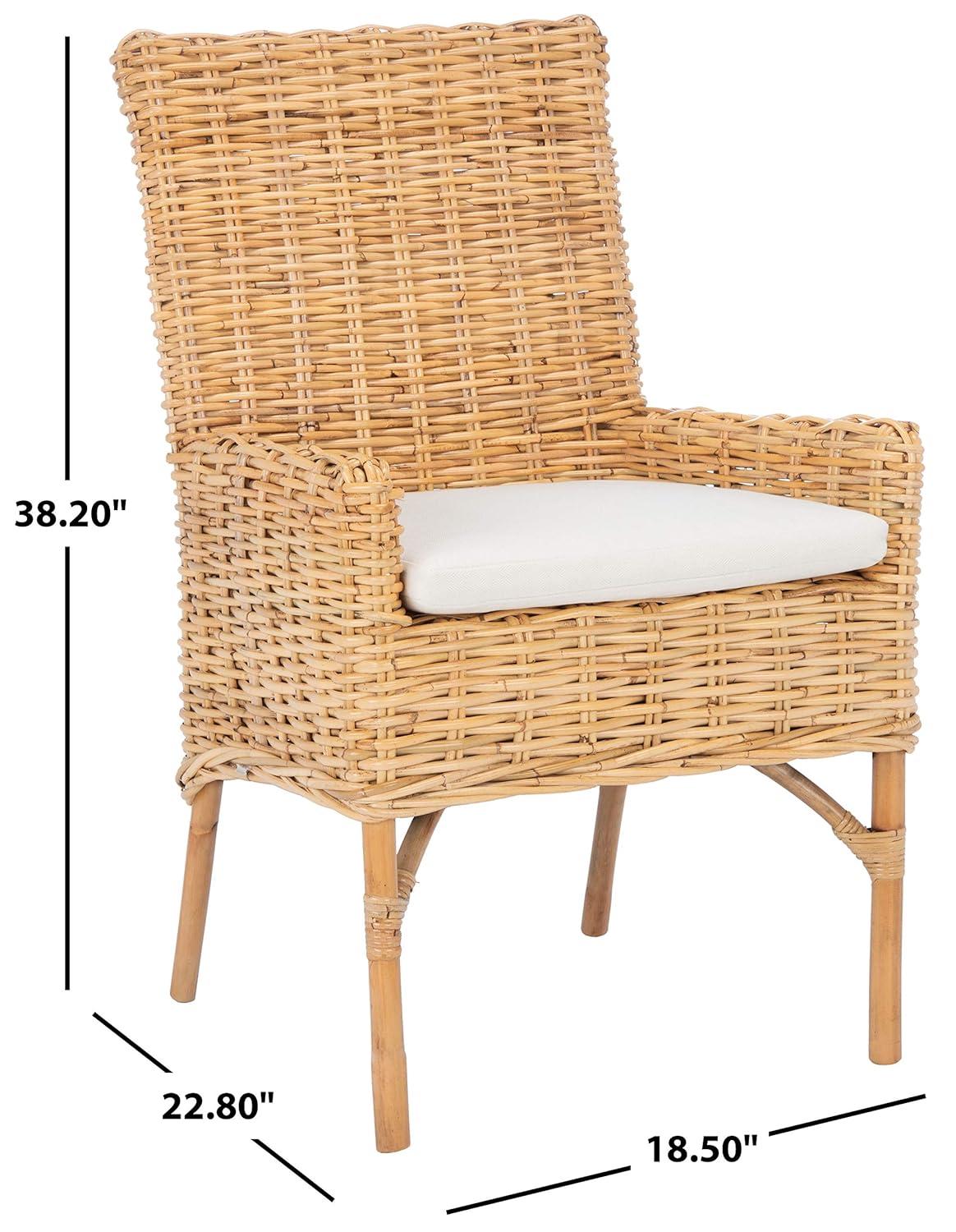 Nancy Rattan Accent Chair W/ Cushion - ACH6518 - White/Natural - Safavieh