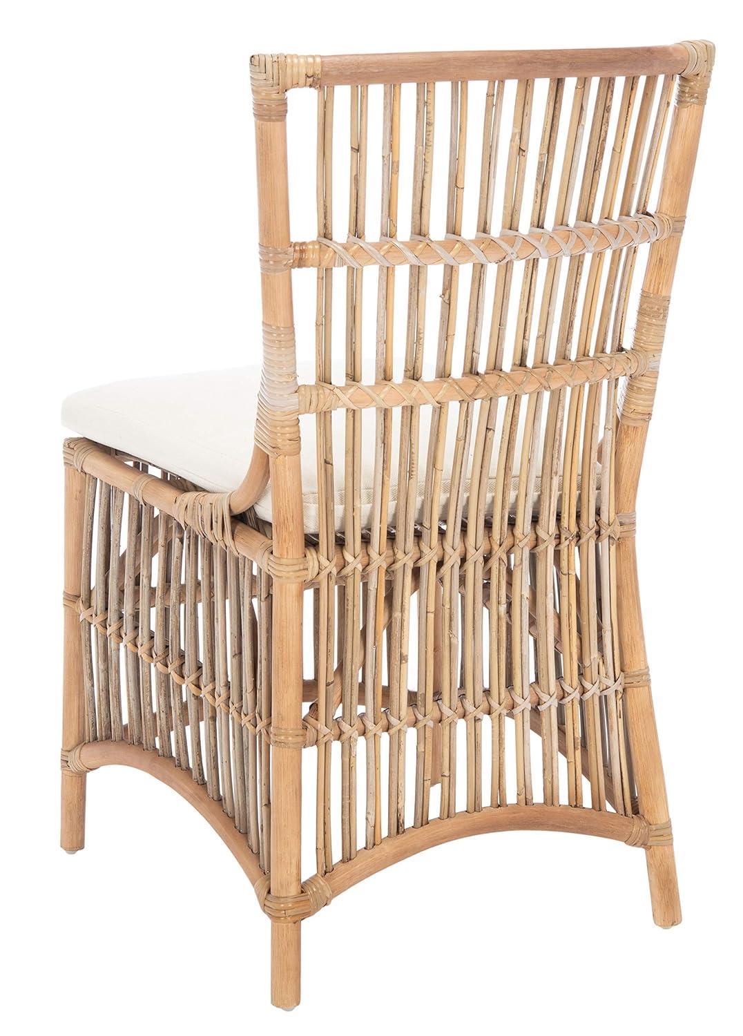 Erika Rattan Accent Chair W/ Cushion - ACH6511 - Set of 2 - White/Natural Unfinished - Safavieh