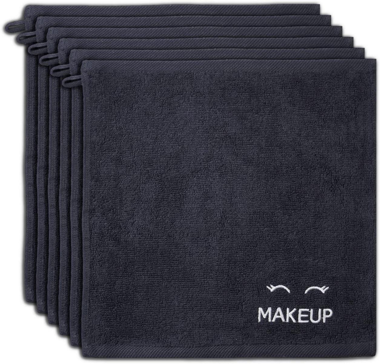 Luxury Hotel Collection Black Makeup Removal Washcloths Bleach Safe | Set of 6 | 13x13
