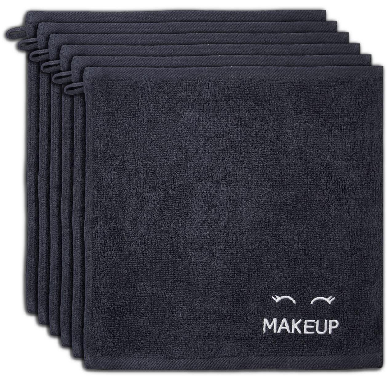 Luxury Hotel Collection Black Makeup Removal Washcloths Bleach Safe | Set of 6 | 13x13