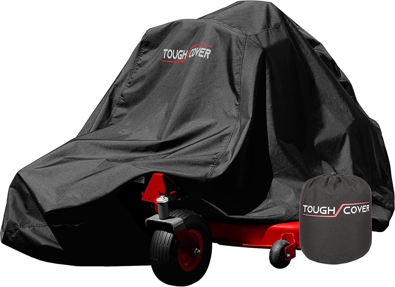 Tough Cover Zero-Turn Mower Cover, Extreme Edition, Heavy Duty 600D Marine Grade Fabric, Universal Fit Lawn Mower Covers, Protects Against UV, Dust, Dirt, Wind for Outdoor Protection (Black)