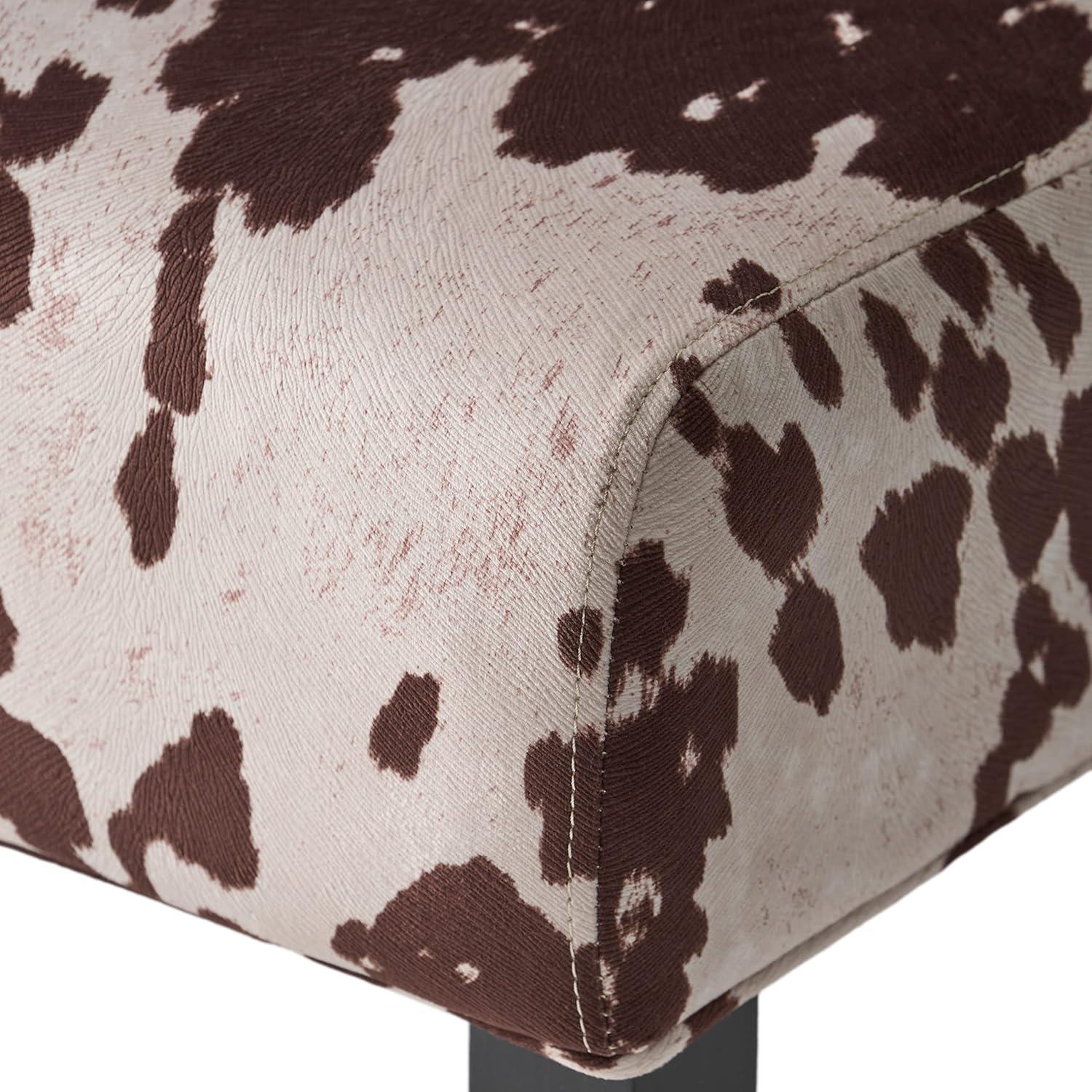 GDF Studio Abner Contemporary Slipper Accent Chair, Cow Print Velvet and Matte Black