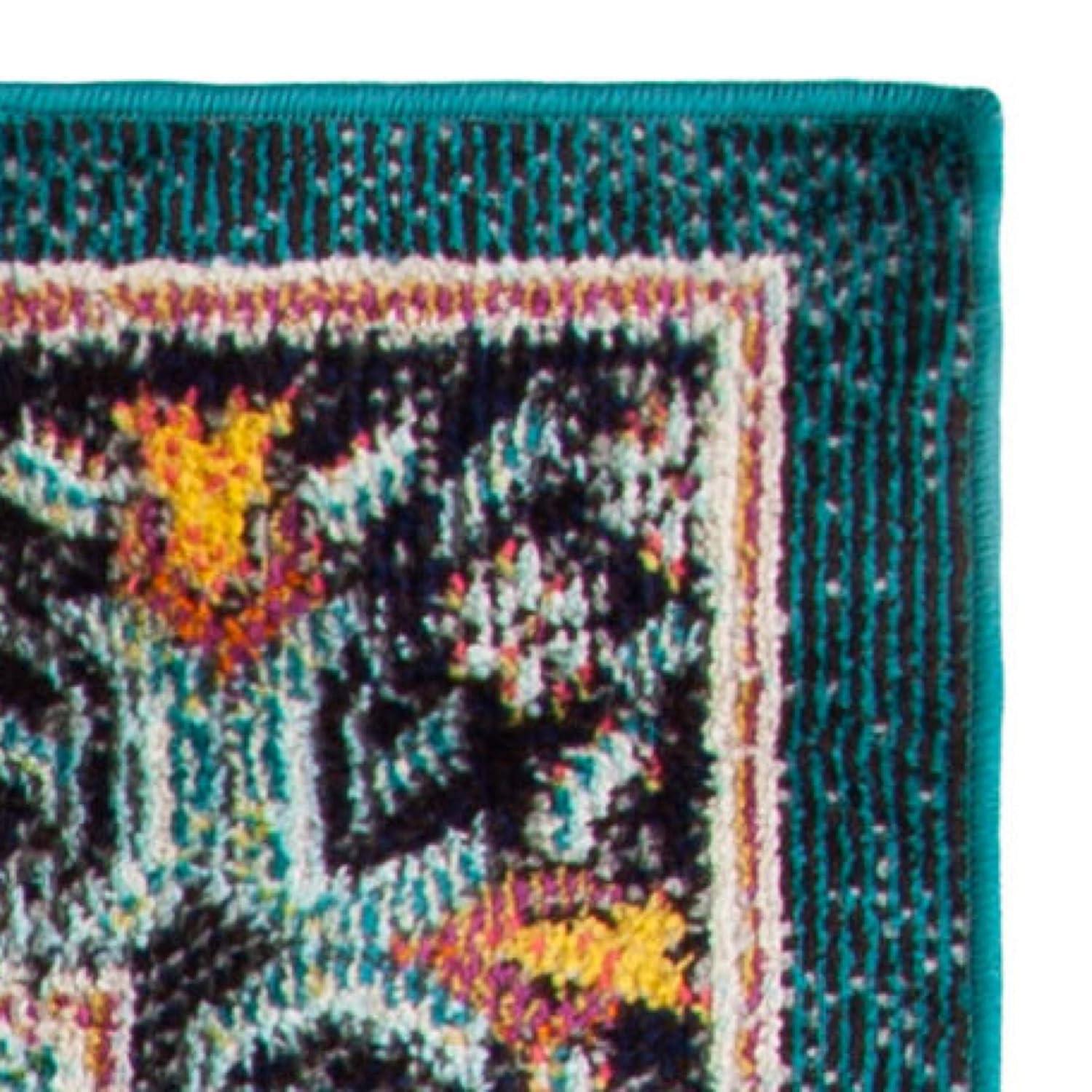 Madison 200 MAD252 Power Loomed Indoor Area Rug - Navy/Turquoise - 6'7"x6'7" - Safavieh