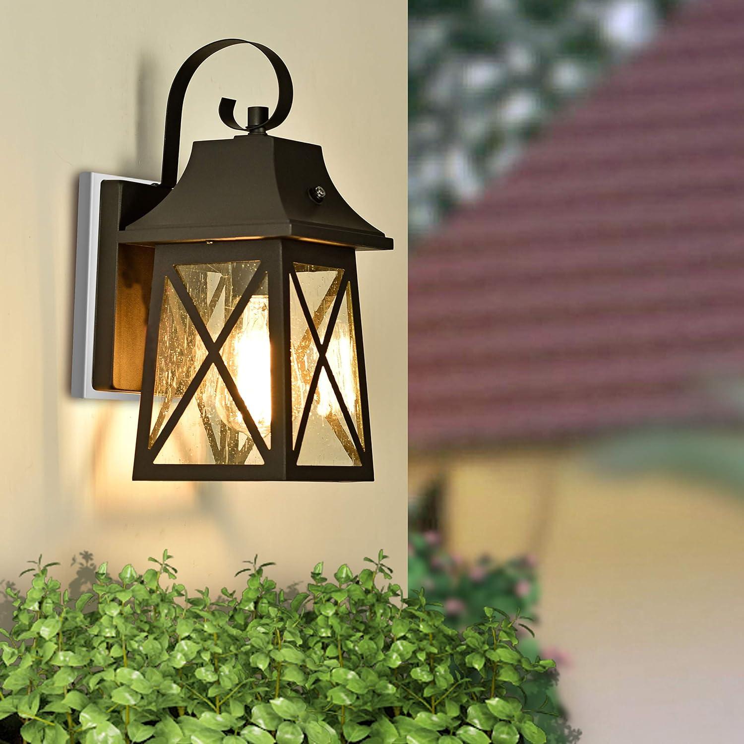 Farmhouse 1-Light Oil Rubbed Bronze Dusk to Dawn Outdoor Wall Lantern Sconce Porch Light Homedepot Light Fixtures