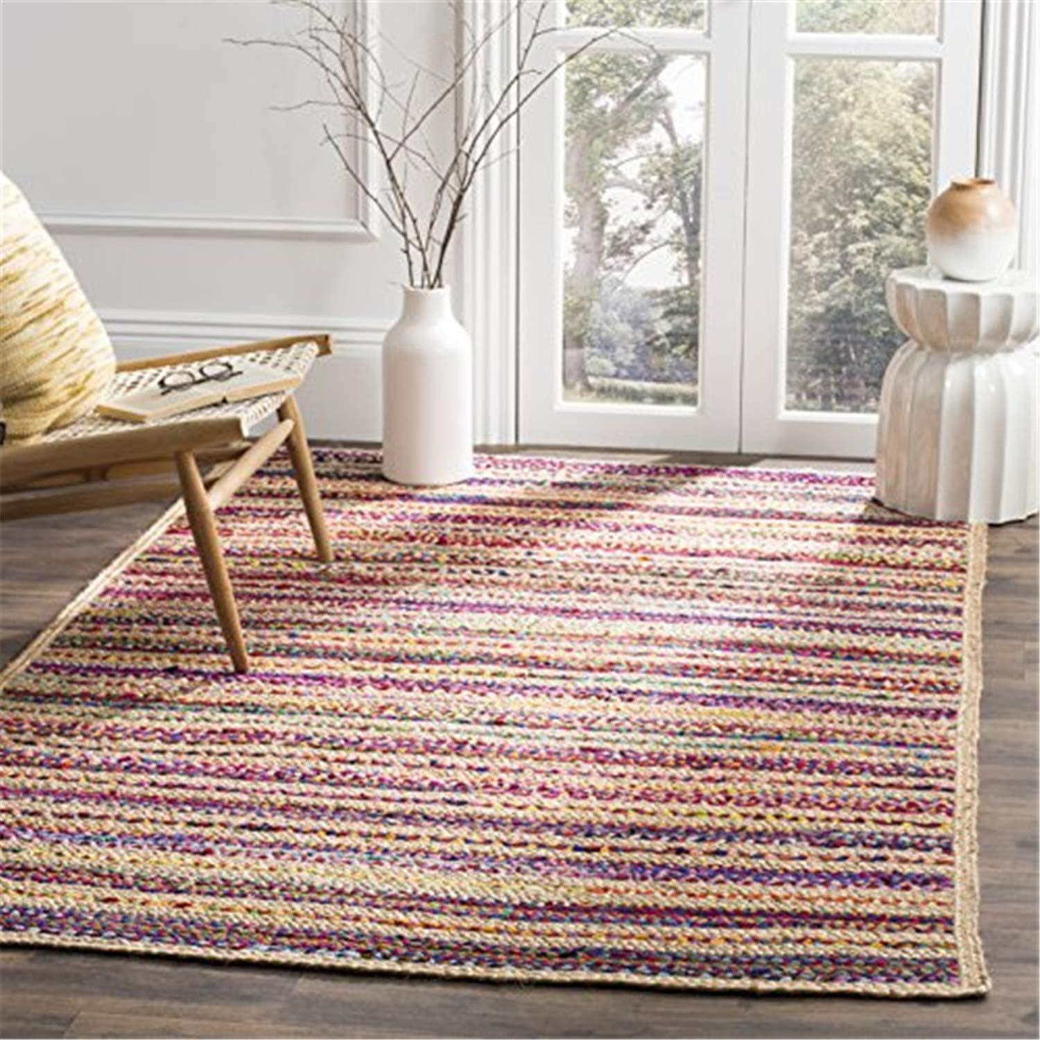 Multicolor Hand-Knotted Wool and Cotton 8' x 10' Area Rug