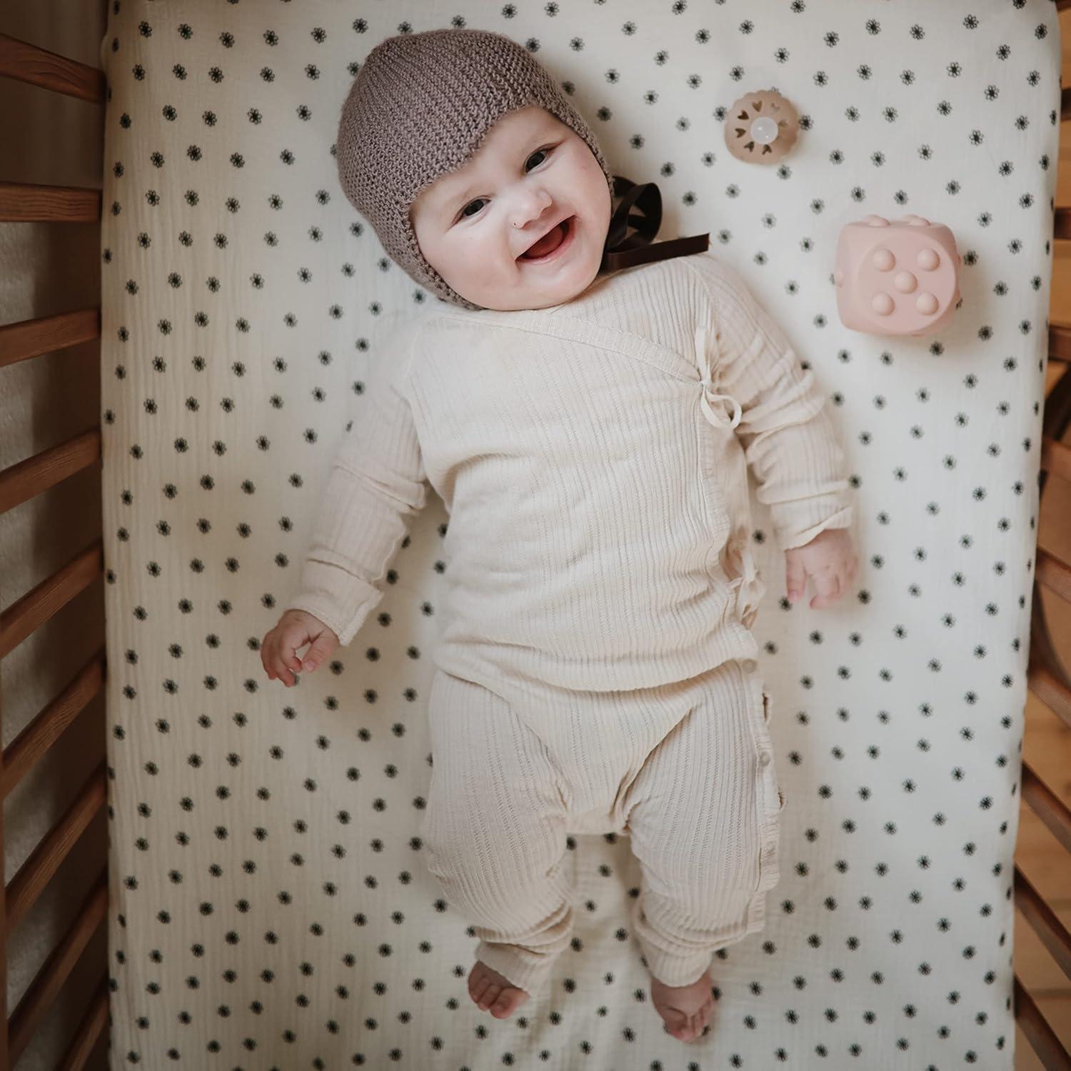 Mushie Extra Soft Muslin Crib Sheet - Bees