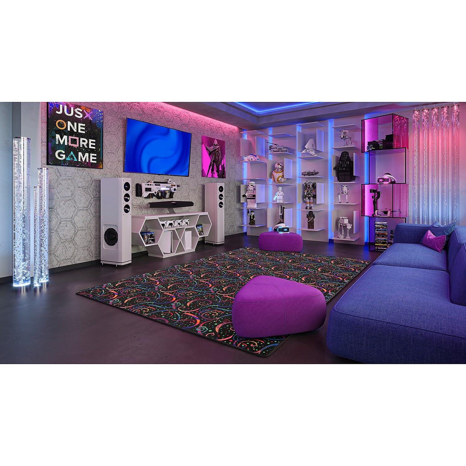 Joy Carpets 455R 12 x 6 ft. Neon Lights Rectangle Dynamo Fluorescent Area Rug  Multicolor