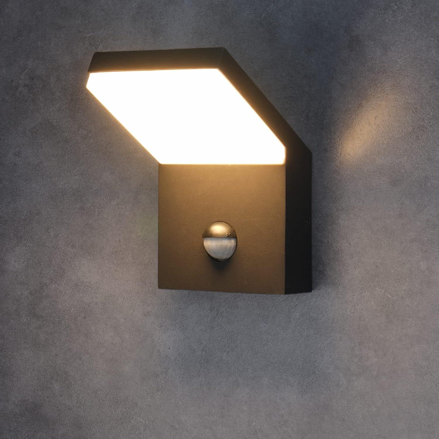 Black Aluminum LED Motion Sensor Outdoor Wall Sconce Set