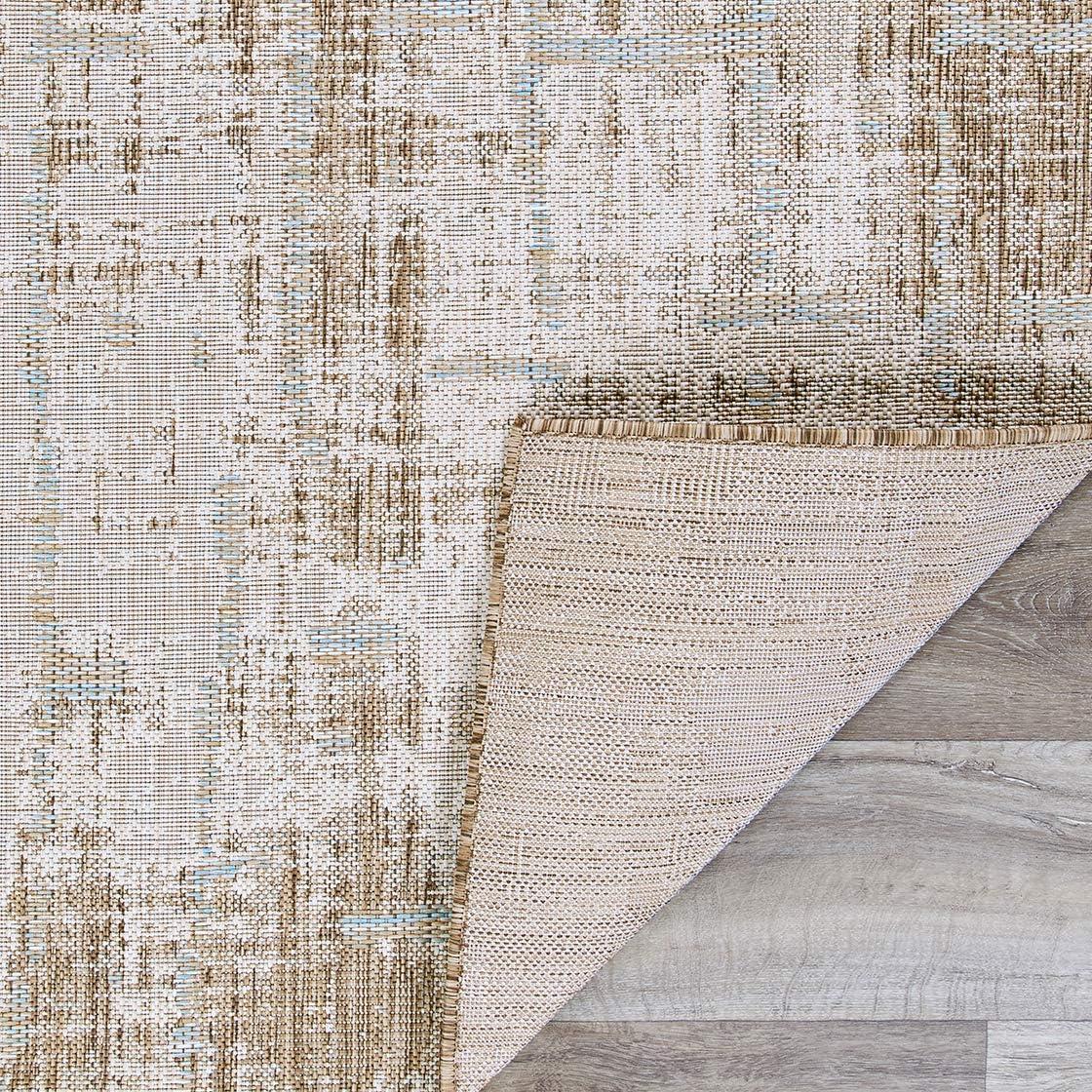 Couristan 5.25' x 7.5' Brown and Ivory Contemporary Rectangular Outdoor Area Throw Rug