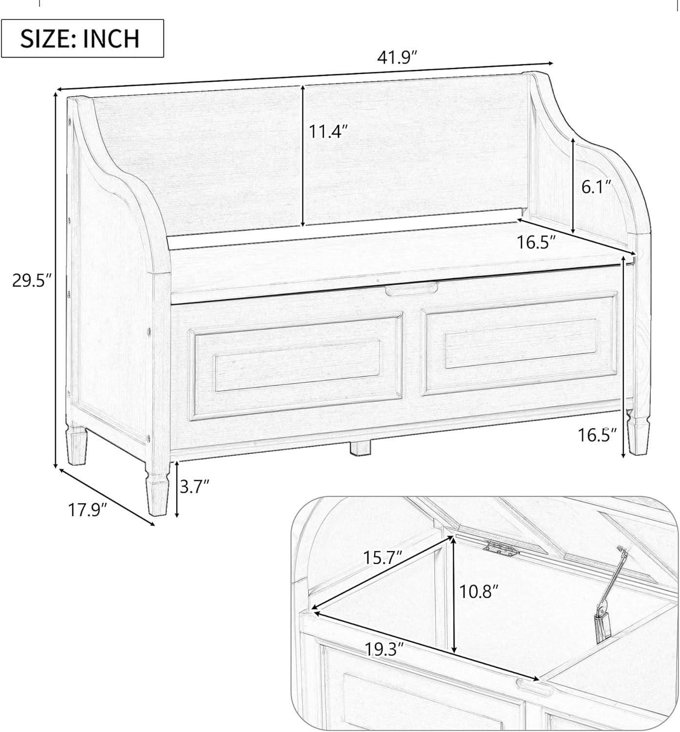 Flip-Top Storage Chest with Wood Legs, Entryway Shoe Storage Bench with Safety Hinge and Comfy Removable Foam Top, Accent Furniture, Gray Wash