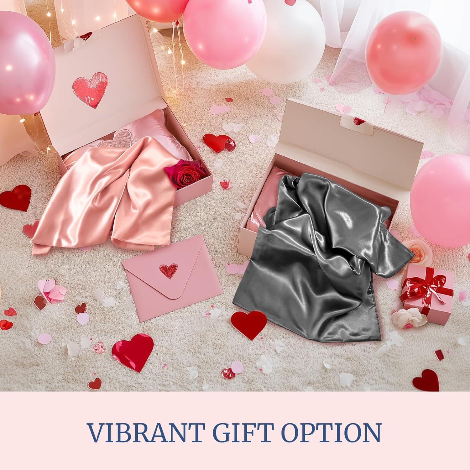 Matoen 2 Pack Satin Standard Pillowcases for Hair and Skin, Luxurious and Silky Pillow Cases with Envelope Closure, 20x30 inches