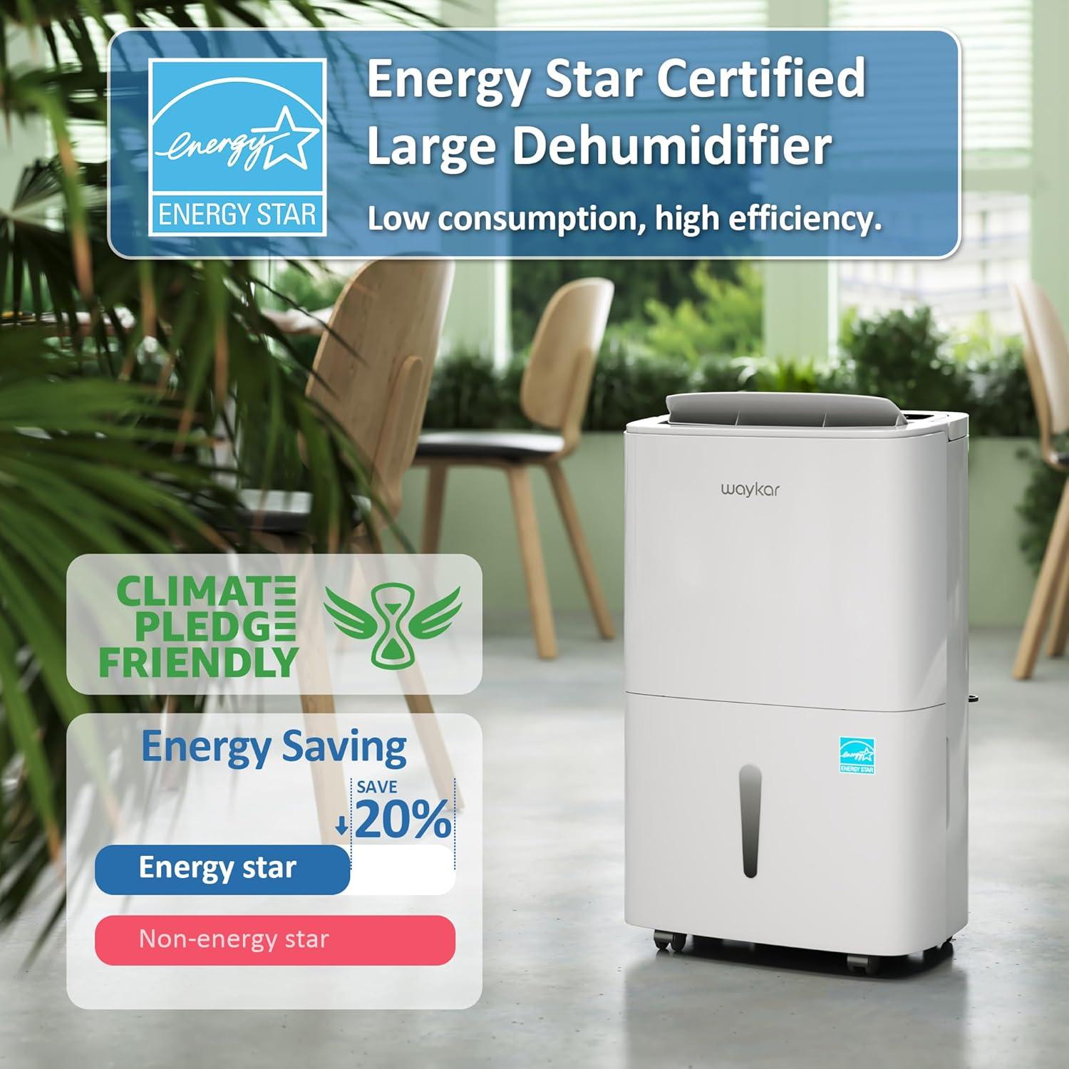 Waykar  7000 Sq. Ft Dehumidifier for Home and Basement,150 Pints Off-White