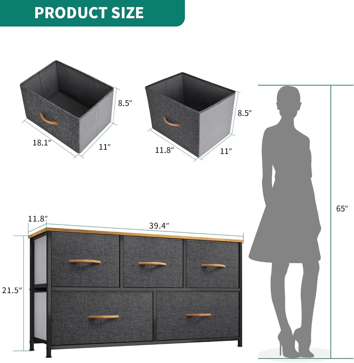 Cool Gray Fabric and Metal Nursery Dresser with Wooden Top