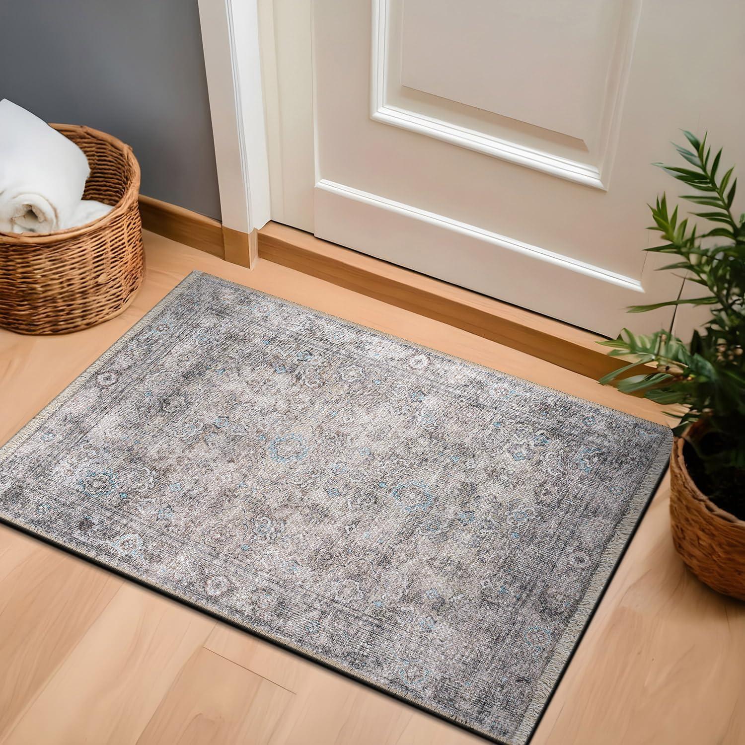 World Rug Gallery Transitional Distressed Vintage Machine Washable Indoor Area Rug- OLIVE 2'x3'