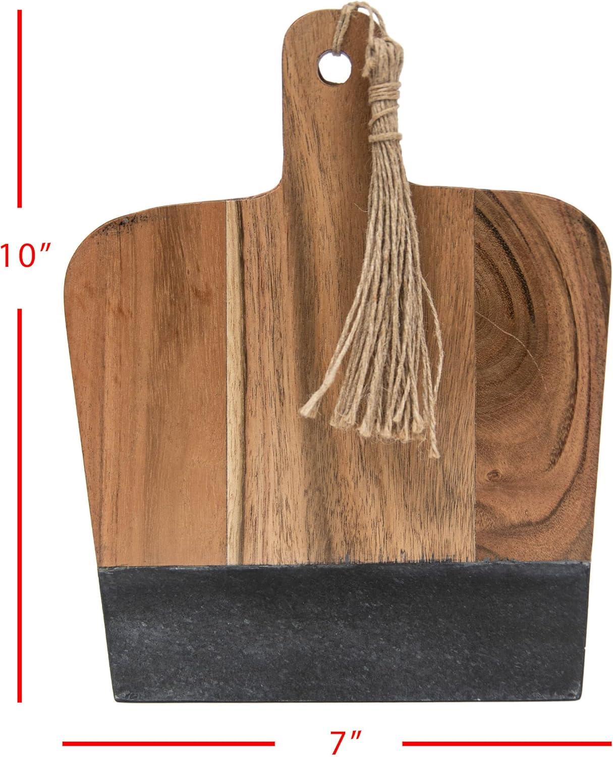 Small Black Wood, Marble & Jute Cutting Board - Foreside Home & Garden