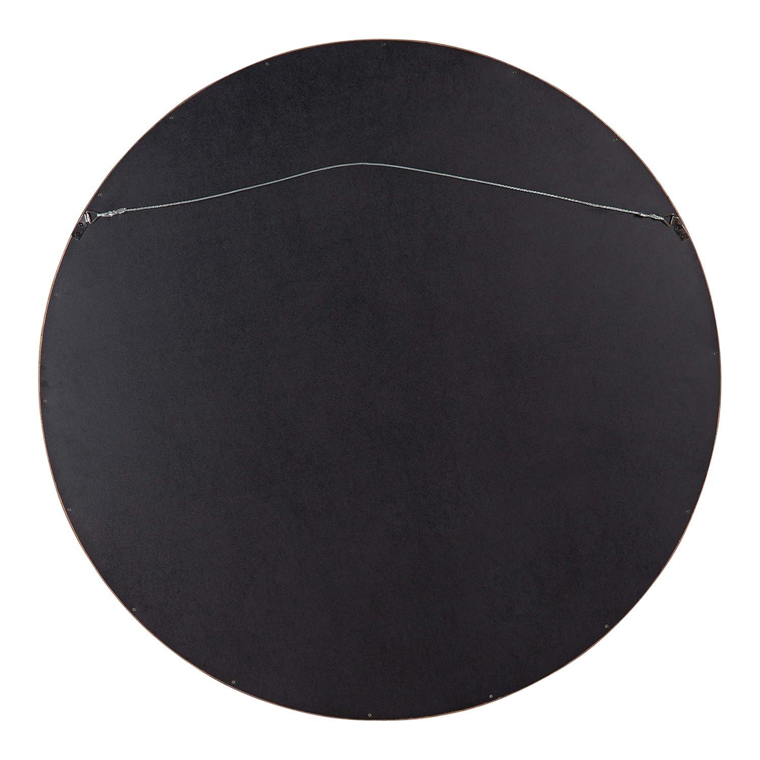 36" Hutton Round Wall Mirror Walnut Brown - Kate & Laurel All Things Decor: Modern Wood Frame, Wall Mount
